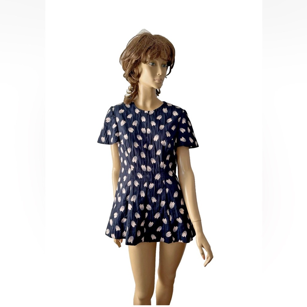 Lela Rose Navy and White Tulips print mini Dress size 12